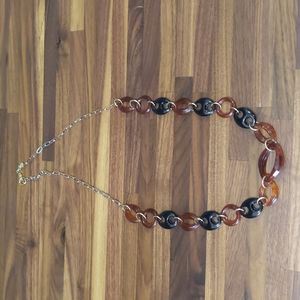 Chain link brown and black resin costume statement necklace